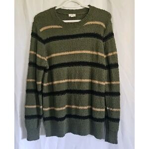 Mason & Belle Womens Sweater Medium Green Stripe Ellie Textured Pullover New